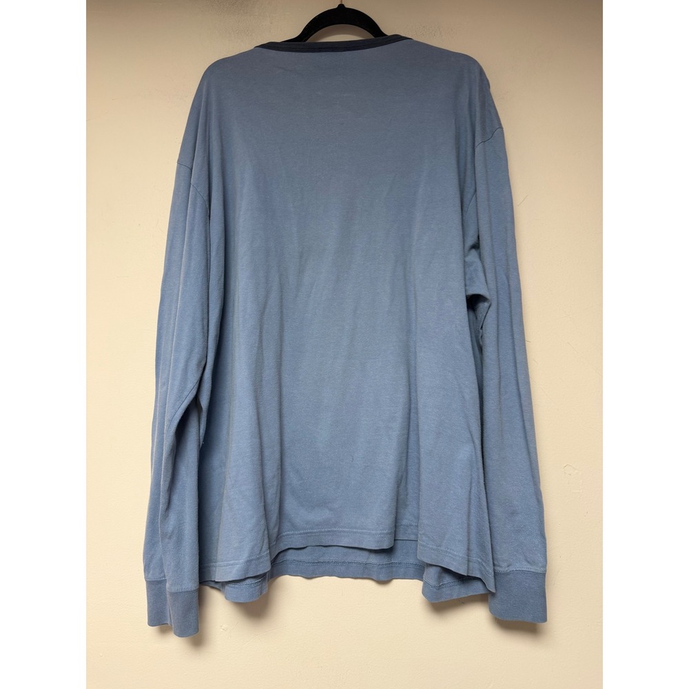 American Eagle Mens XL Long Sleeve Ringer Tee Blue Graphic Cotton Shirt 8232 - Picture 5 of 6